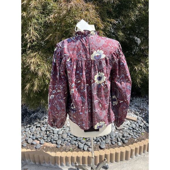 Ulla Johnson Ardith 8 Blouse Heliotrotrope Cotton Purple Floral Ruffle Romantic - Picture 3 of 4